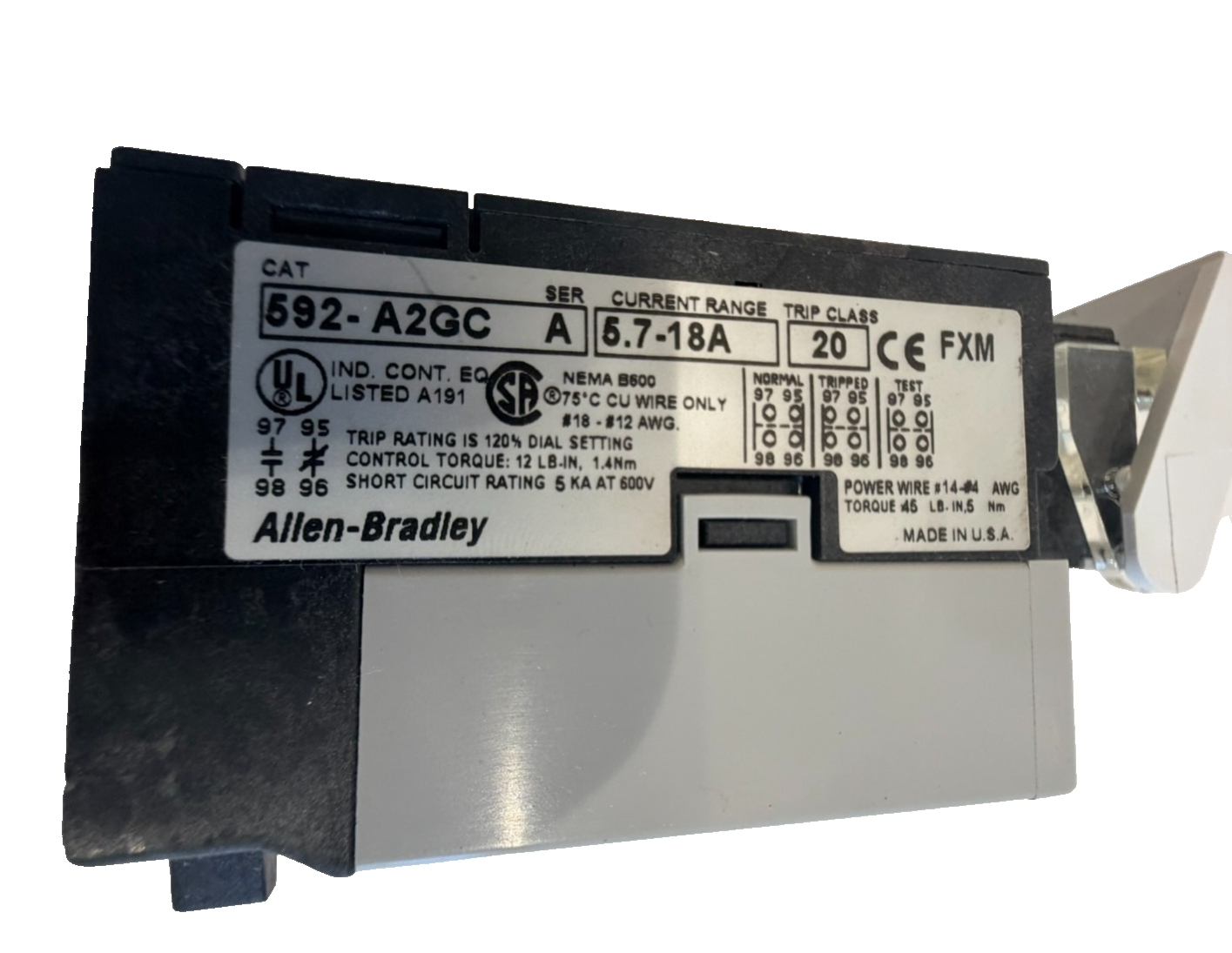 ALLEN BRADLEY 592-A2GC OVERLOAD RELAY SER.A 592A2GC NEW, SURPLUS - Image 4