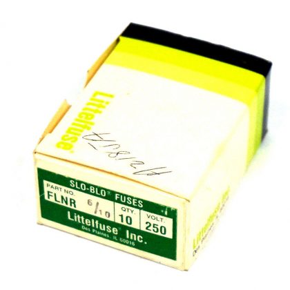 BOX OF 10 LITTELFUSE FLNR 6/10 SLO-BLO FUSES