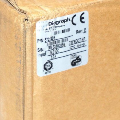 DIAGRAPH 5722405 REV, E INK JET SYSTEM PRINT HEAD 15.0, VDC 1.0, A REPAIRED
