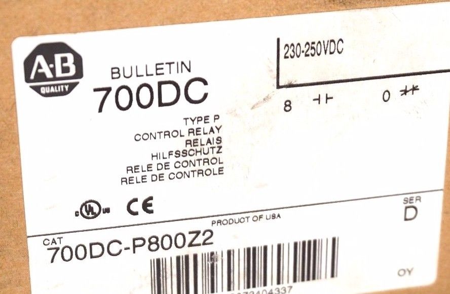 NEW ALLEN BRADLEY 700DC-P800Z2 SER.D CONTROL RELAY 700DCP800Z2 - Image 3