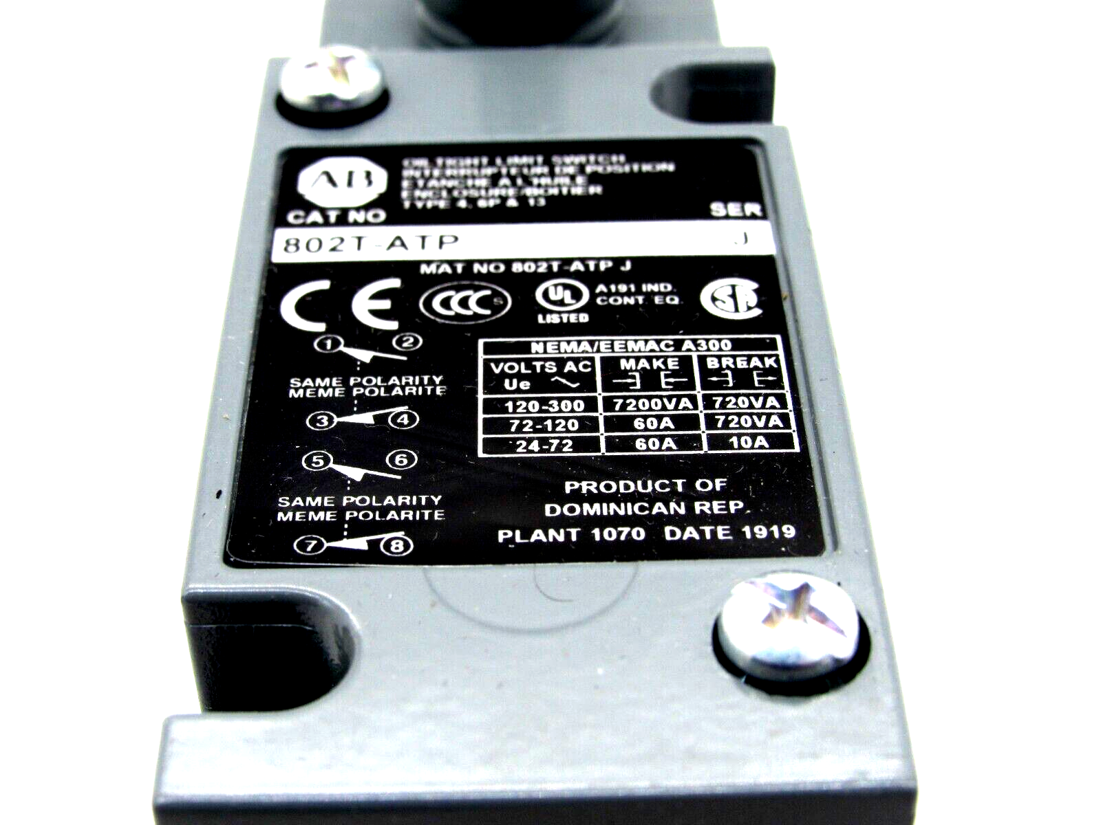 NEW ALLEN BRADLEY 802T-ATP LIMIT SWITCH SERIES J 802TATP - Image 4