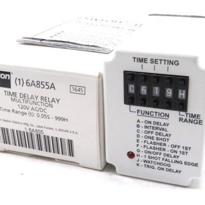 NEW DAYTON 6A855A TIME DELAY RELAY 120V AC/DC 6A855
