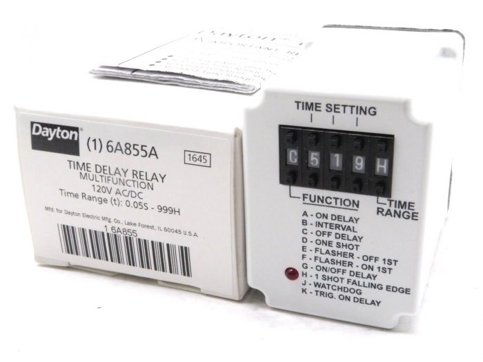 NEW DAYTON 6A855A TIME DELAY RELAY 120V AC/DC 6A855