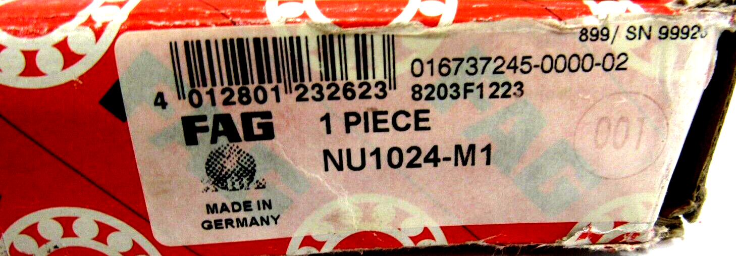 NEW FAG NU1024-M1 CYLINDRICAL ROLLER BEARING NU1024M1 - Image 3