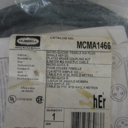NEW HUBBELL MCMA1466 MICRO-QUICK FEMALE PLUG