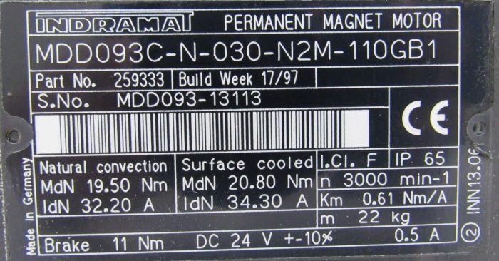 NEW INDRAMAT MDD093C-N-030-N2M-110GB1 SERVO MOTOR MDD093CN030N2M110GB1 - Image 5