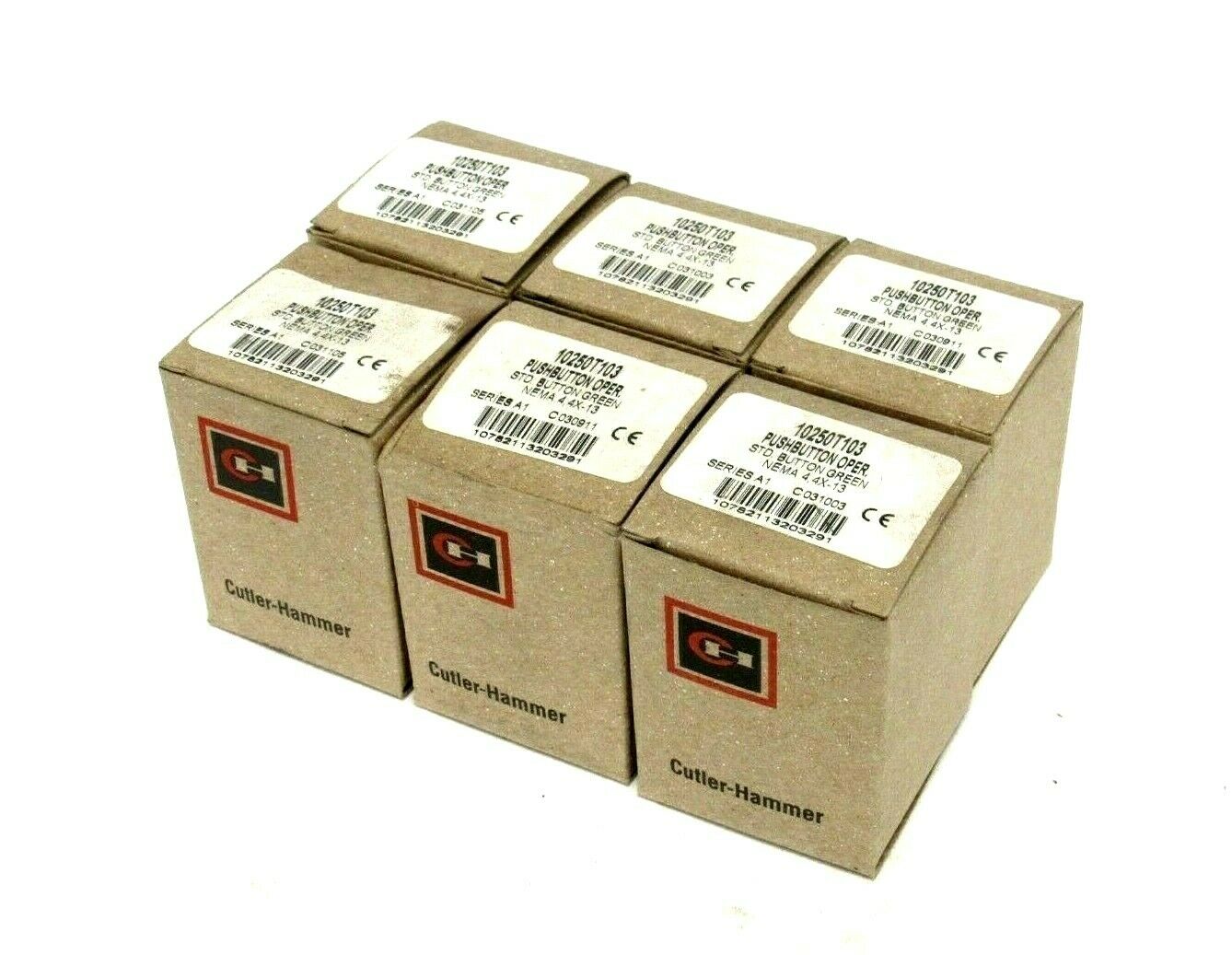 NEW LOT OF 6 CUTLER HAMMER 10250T103 PUSH BUTTON GREEN SER.A1