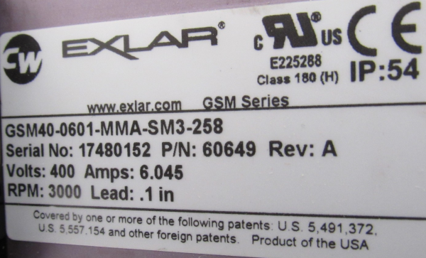 REFURBISHED EXLAR GSM40-0601-MMA-SM3-258 LINEAR ACTUATOR ...