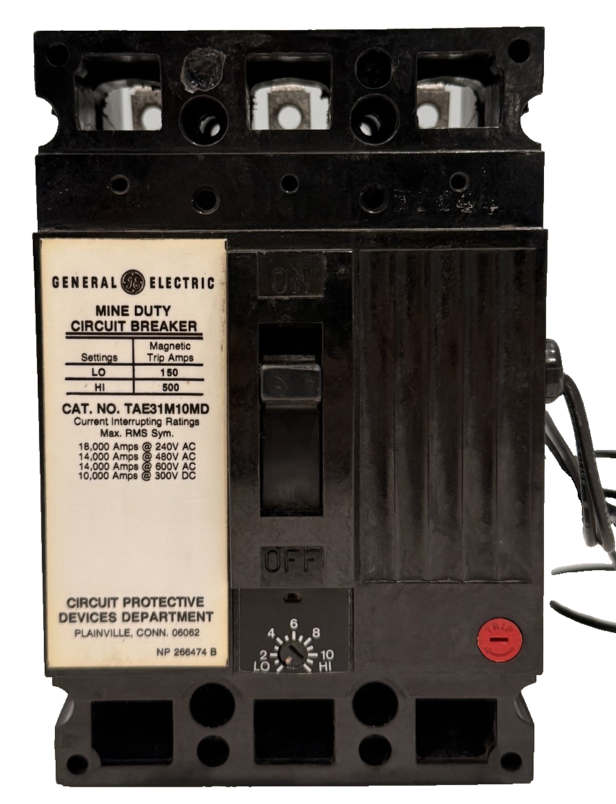 USED GENERAL ELECTRIC TAE31M10MD MINE DUTY CIRCUIT BREAKER 150A 3-POLE 240VAC - Image 4