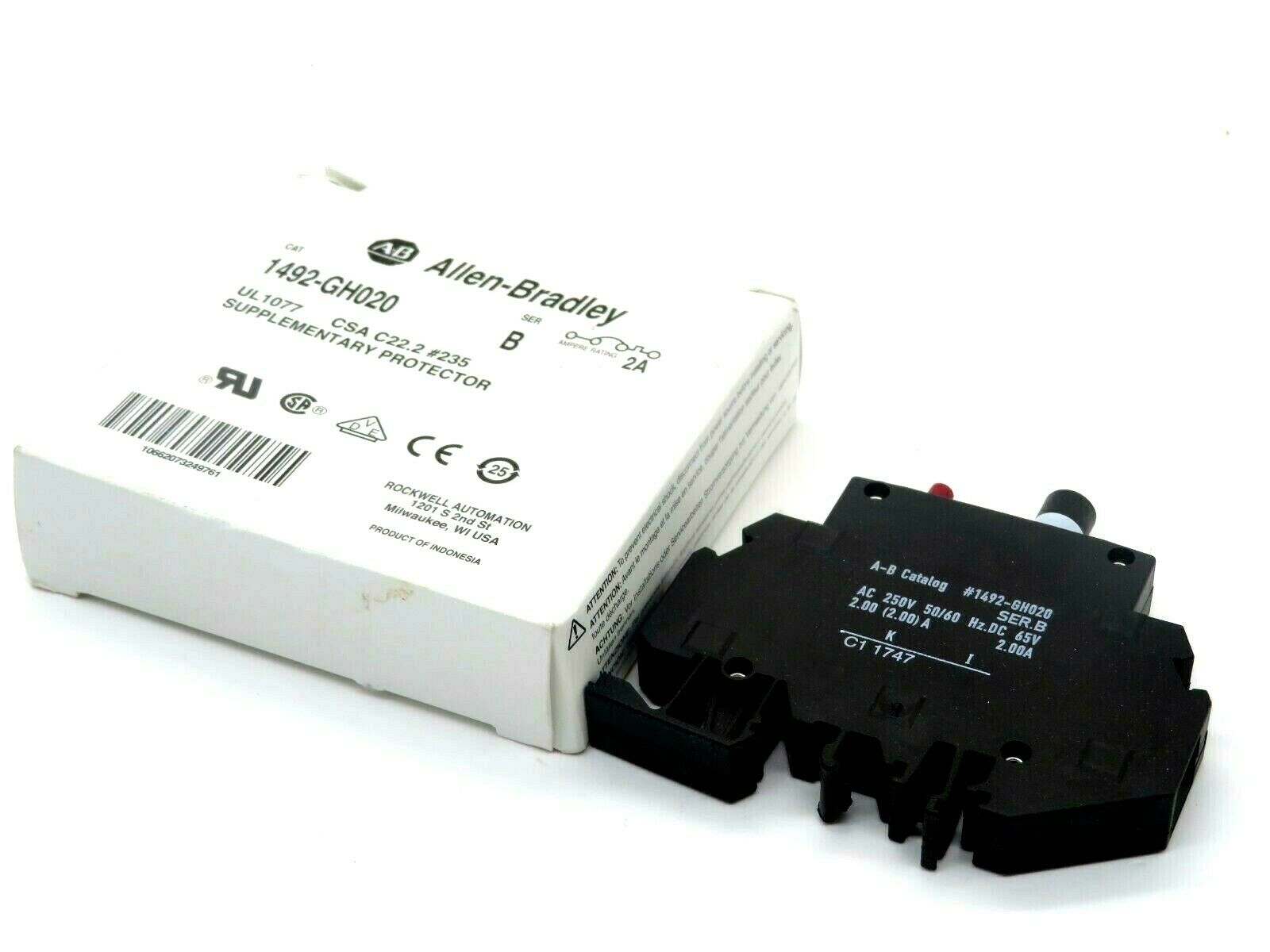NEW ALLEN BRADLEY 1492-GH020 SUPPLEMENTARY PROTECTOR SERIES B 1492GH020