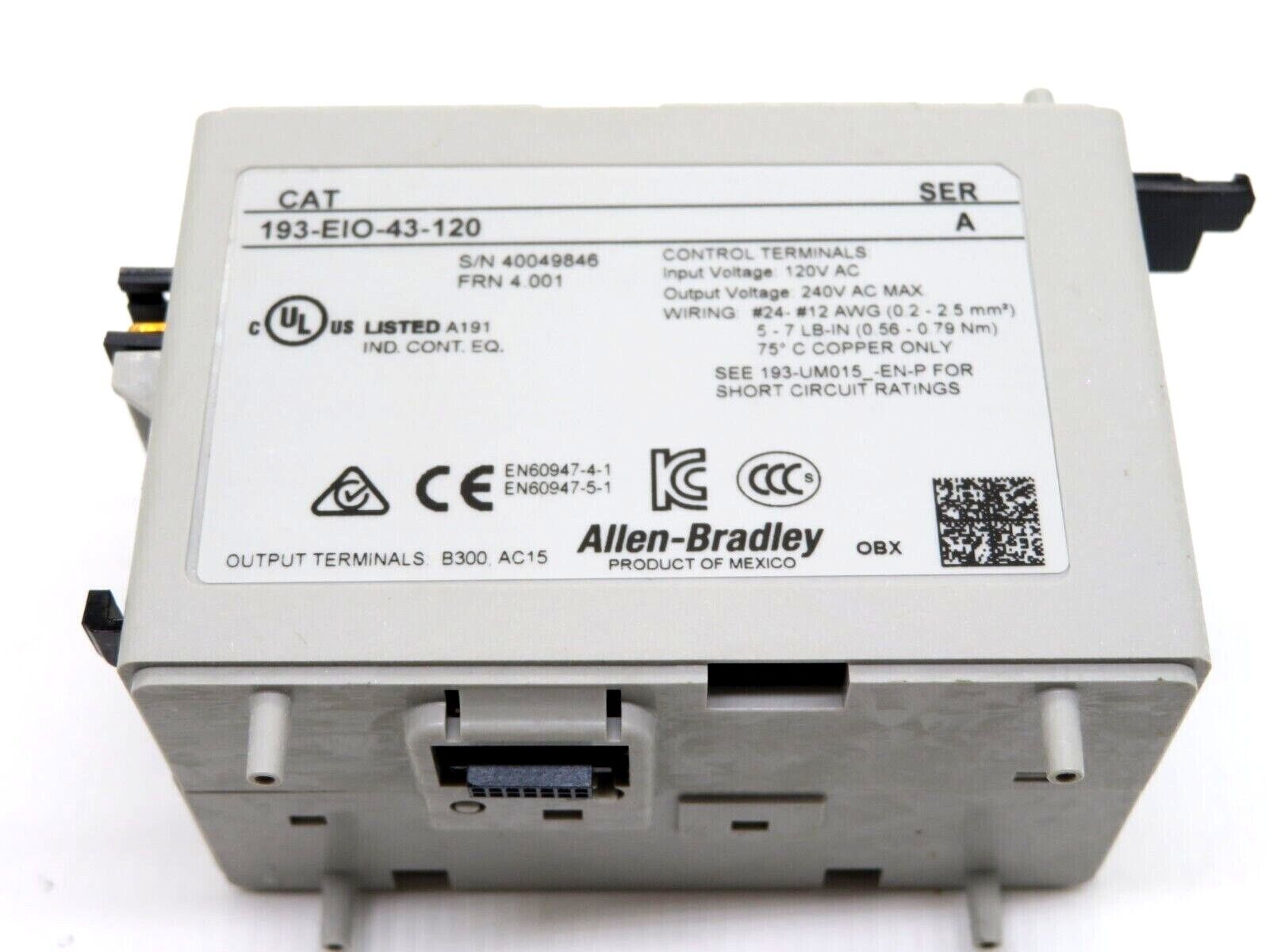 NEW ALLEN BRADLEY 193-EIO-43-120 AC CONTROL MODULE SEREIS A