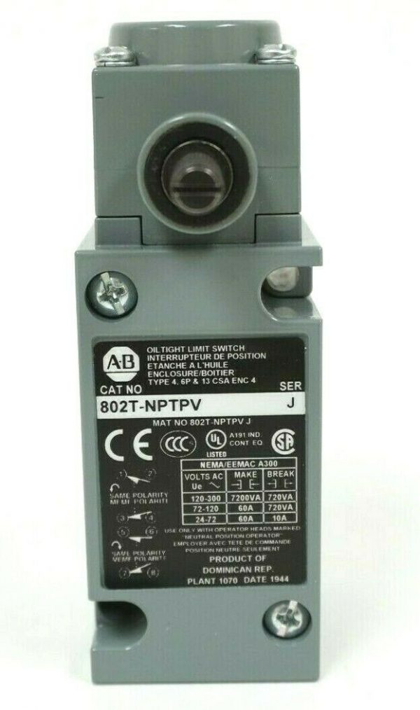 NEW ALLEN BRADLEY 802T-NPTPV SER J OILTIGHT LIMIT SWITCH 802TNPTPV - Image 3