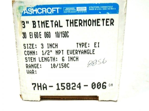 NEW ASHCROFT 30 EI 60 E 060 10/150C 3" BIMETAL THERMOMETER 30EI60E0601015 - Image 3