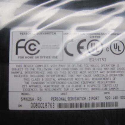 NEW BLACK BOX CORP. SW625A-R3 SERVESWITCH
