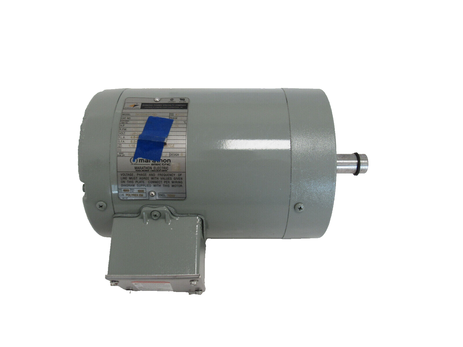 Moteur électrique Marathon - Modèle 5K49ZN6391S - 3 Phases, 1140 Tr/min, 208-230/460V - Cadre 56Y - Occasion Excellente