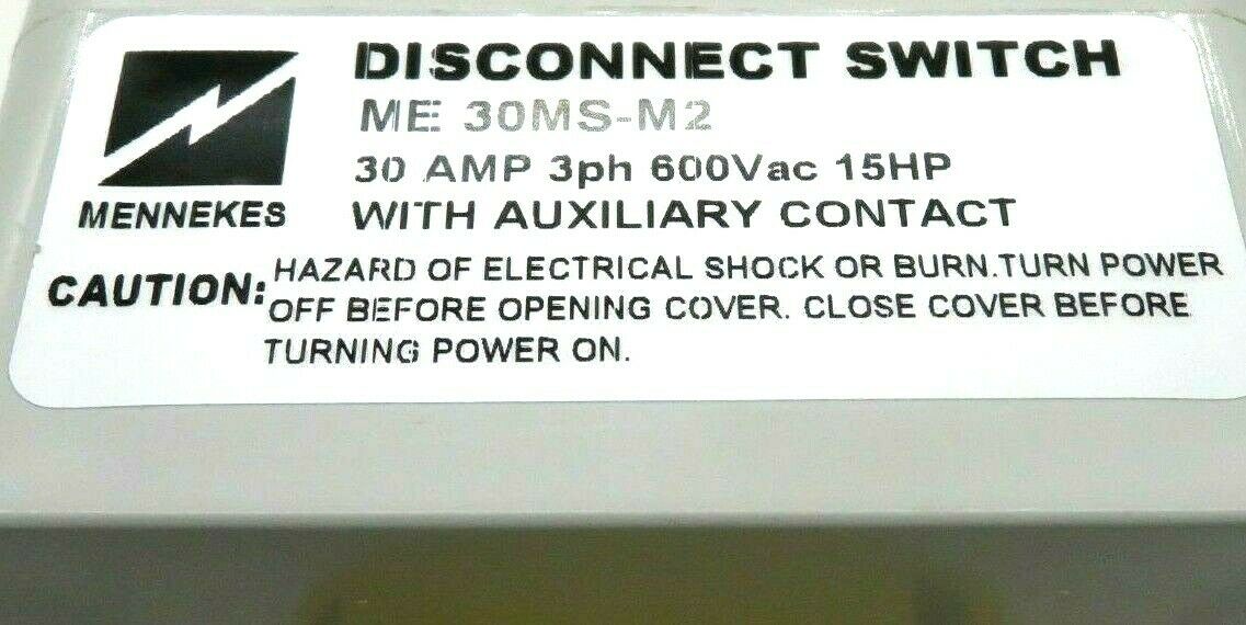 NEW MENNEKES ME 30MS-M2 DISCONNECT SWITCH W/ AUXILIARY CONTACT 30MSM2 - Image 5