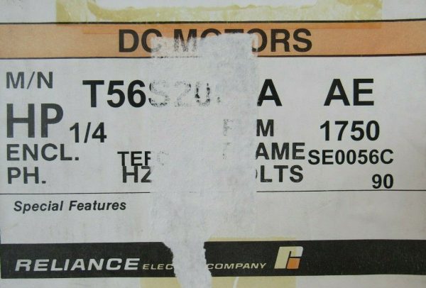 NEW RELIANCE ELECTRIC T56S2000A DC MOTOR 1/4HP 90VDC RPM 1750 - Image 6