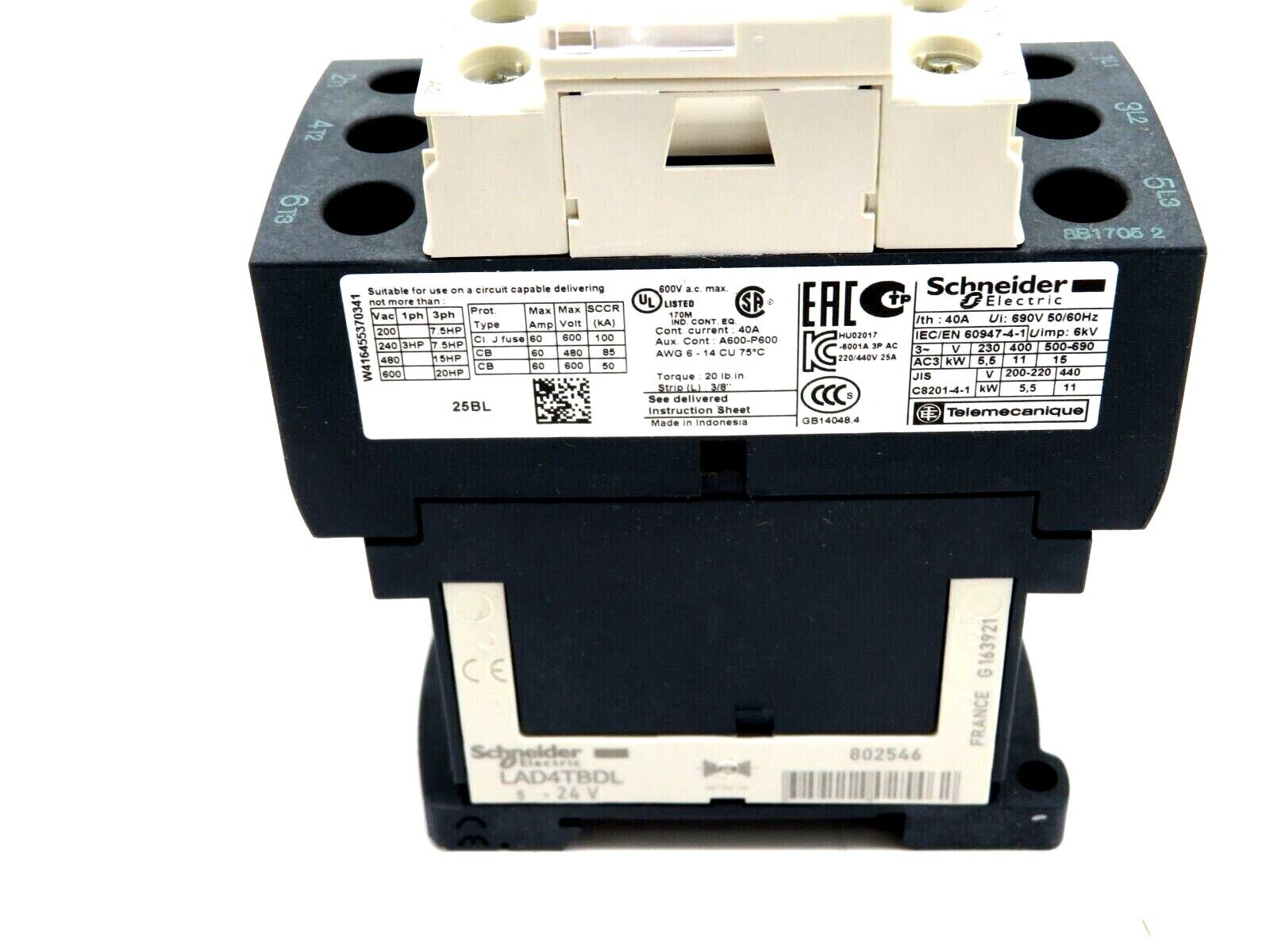 NEW SCHNEIDER ELECTRIC LC1D25BL CONTACTOR 690V 50/60HZ - Image 4