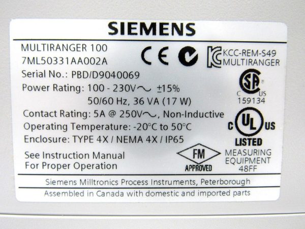 NEW SIEMENS 7ML50331AA002A MULTIRANGER 100 ULTRASONIC LEVEL TRANSMITTER - Image 5