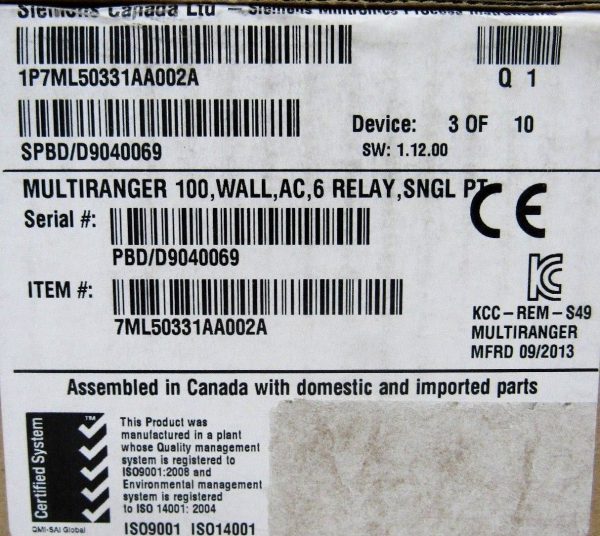 NEW SIEMENS 7ML50331AA002A MULTIRANGER 100 ULTRASONIC LEVEL TRANSMITTER - Image 6