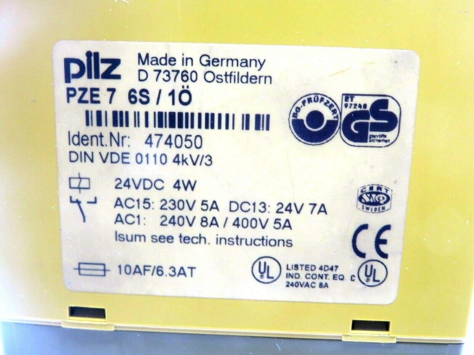 USED PILZ PZE7-6S/10 SAFETY RELAY 24VDC 4W PZE76S10 - Image 4