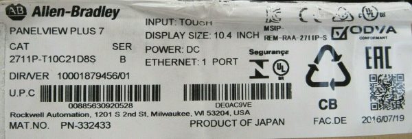 NEW ALLEN BRADLEY 2711P-T10C21D8S PANELVIEW PLUS 7 SER.B 10.4" 2711PT10C21D8S - Image 6