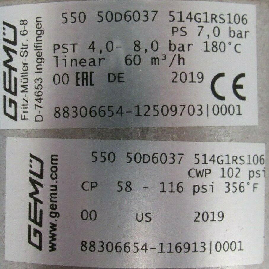 NEW GEMU 1436 POSITIONER AND VALVE 55050D6037514G1RS106 1436000Z1SA010001050 - Image 5