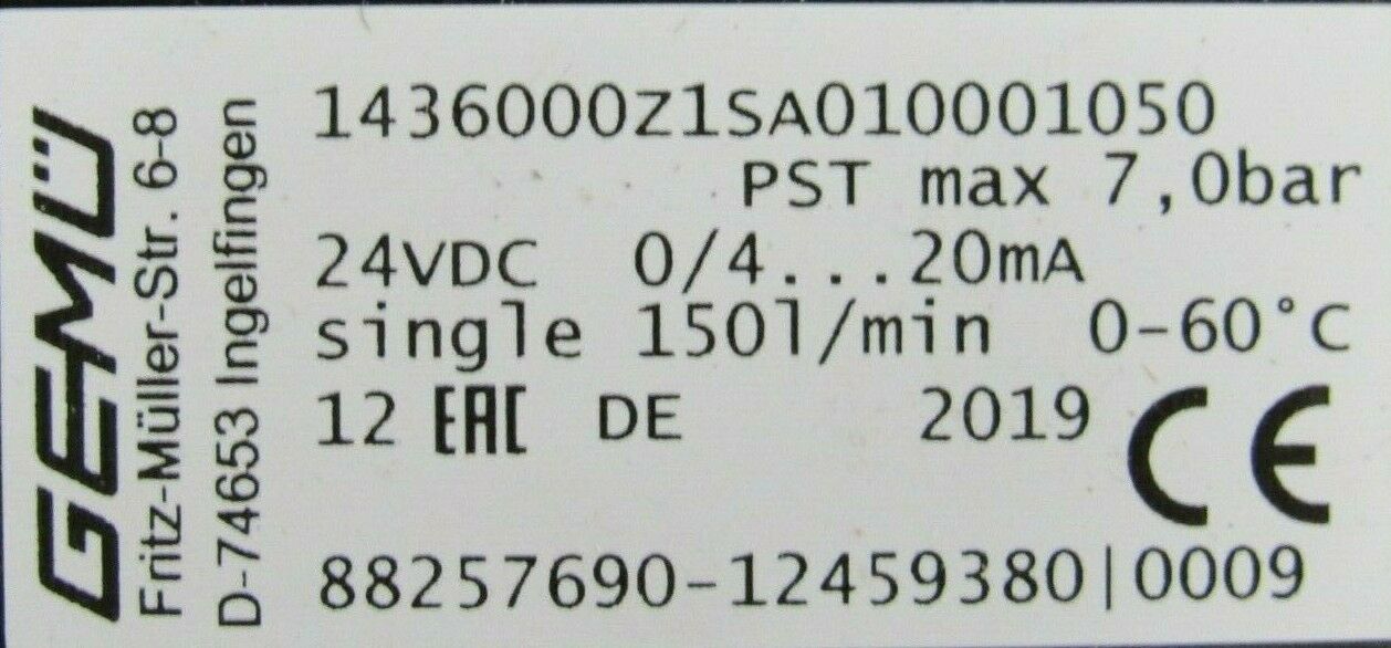 NEW GEMU 1436 POSITIONER AND VALVE 55050D6037514G1RS106 1436000Z1SA010001050 - Image 6