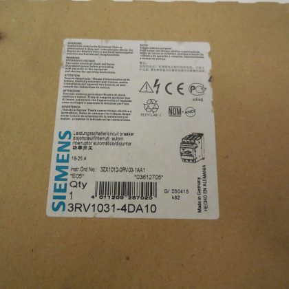 NEW SIEMENS 3RV1031-4DA10 CIRCUIT BREAKER 3RV10314DA10