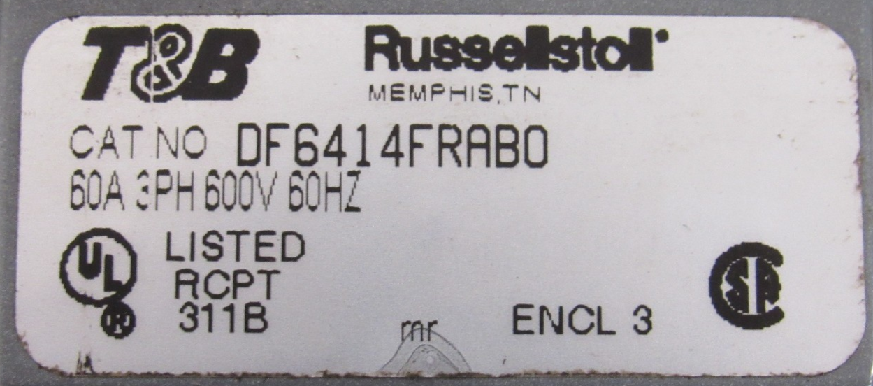 NEW THOMAS & BETTS DF6414FRAB0 RECEPTACLE 60A 3PH 600V - Image 5