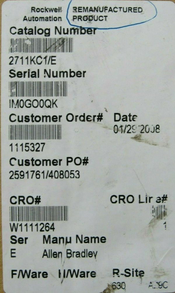 REFURBISHED ALLEN BRADLEY 2711-KC1 PANELVIEW 1200 SER. E 2711KC1/E 2711-TC1 - Image 6