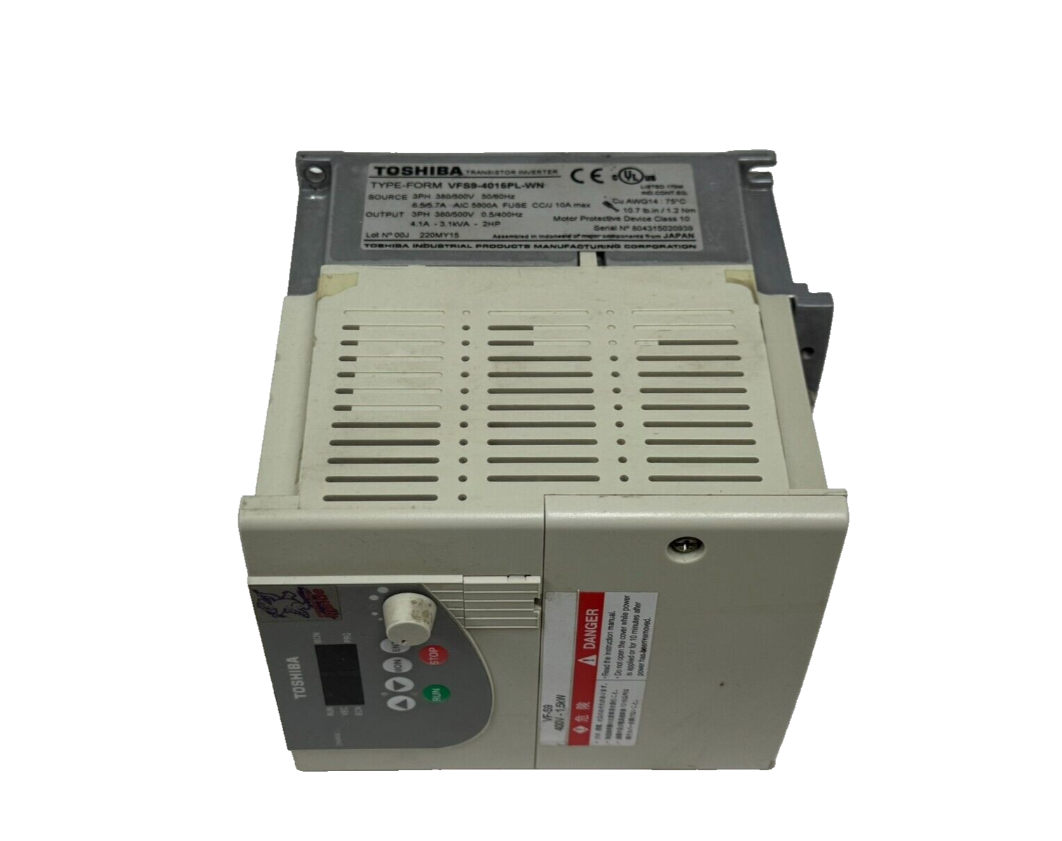 USED TOSHIBA VFS9-4015PL-WN TRANSISTOR INVERTER VFD DRIVE 2HP - Image 4