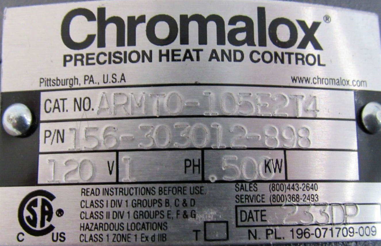 NEW CHROMALOX ARMT0-105E2T4 IMMERSION HEATER 120V .500KW 156-303012-898 387830-1 - Image 5