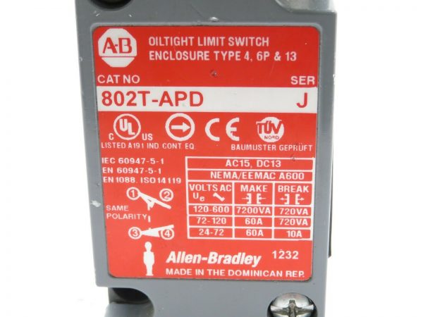 USED ALLEN BRADLEY 802T-APD LIMIT SWITCH SERIES J 802TAPD - Image 4