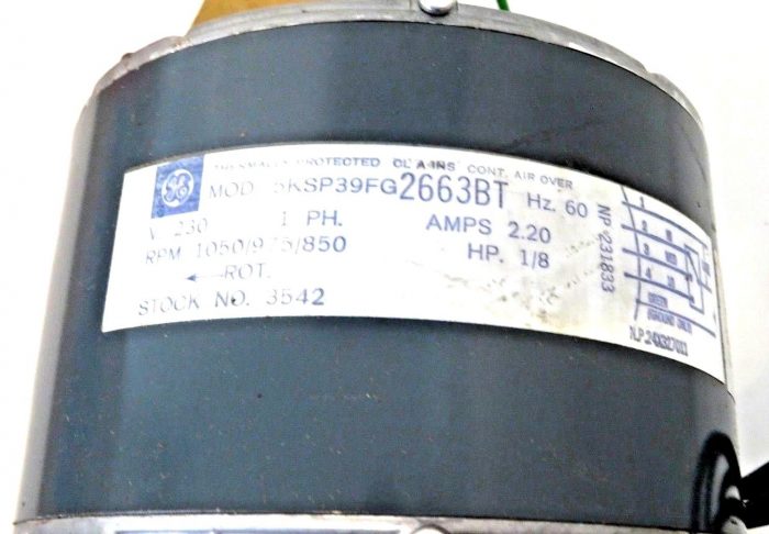 USED GENERAL ELECTRIC 3542 OVERLOAD PROTECTION 5KSP39FG2663BT 1050RPM 3 SPEED - Image 4