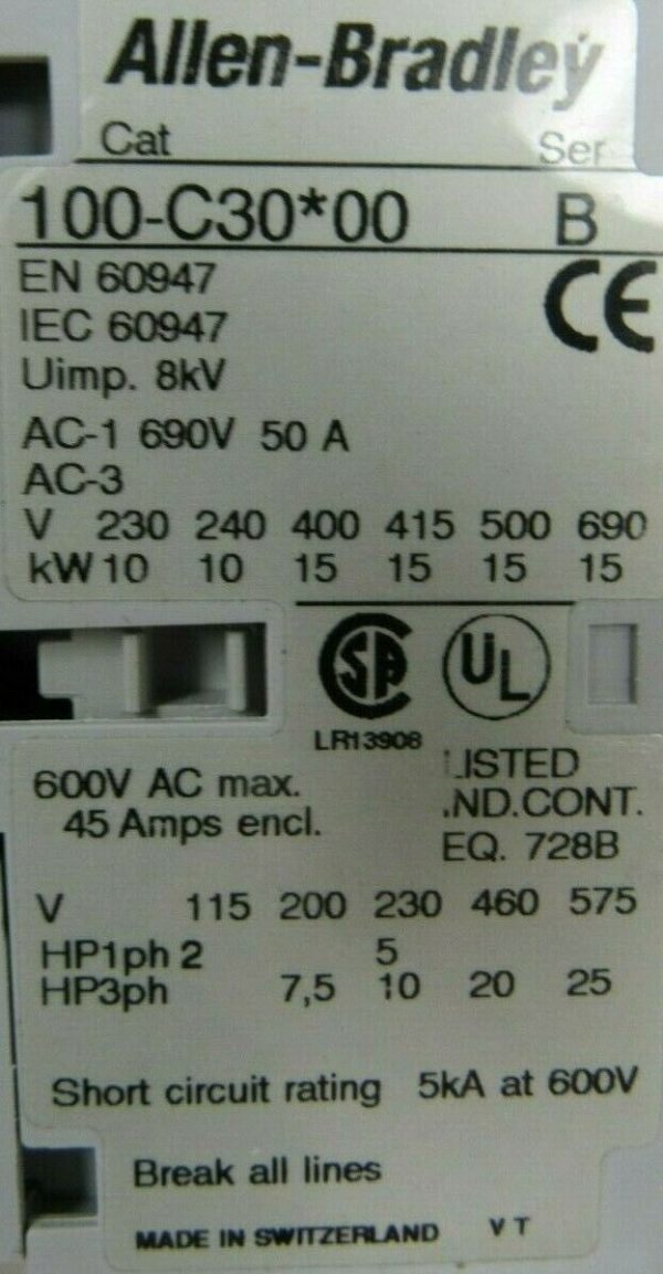 NEW ALLEN BRADLEY 100-C30D10 CONTACTOR SER B 100C30D10 - Image 4