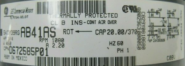 NEW GE 5KCP39RGAB41AS ELECTRIC MOTOR 3/4HP 460V RPM 1080 MOT12414 - Image 4