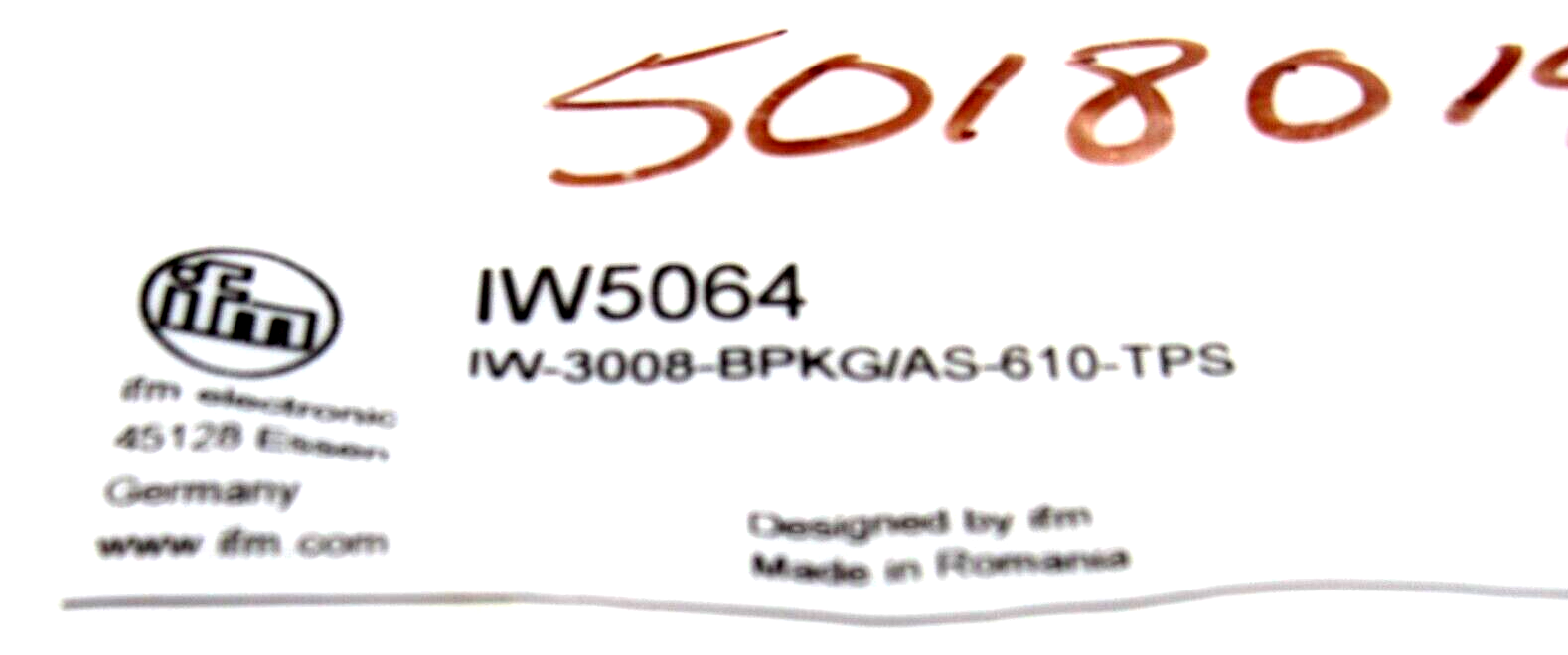 NEW IFM EFECTOR IW5064 INDUCTIVE SENSOR IW-3008-BPKG/AS-610-TPS - Image 3