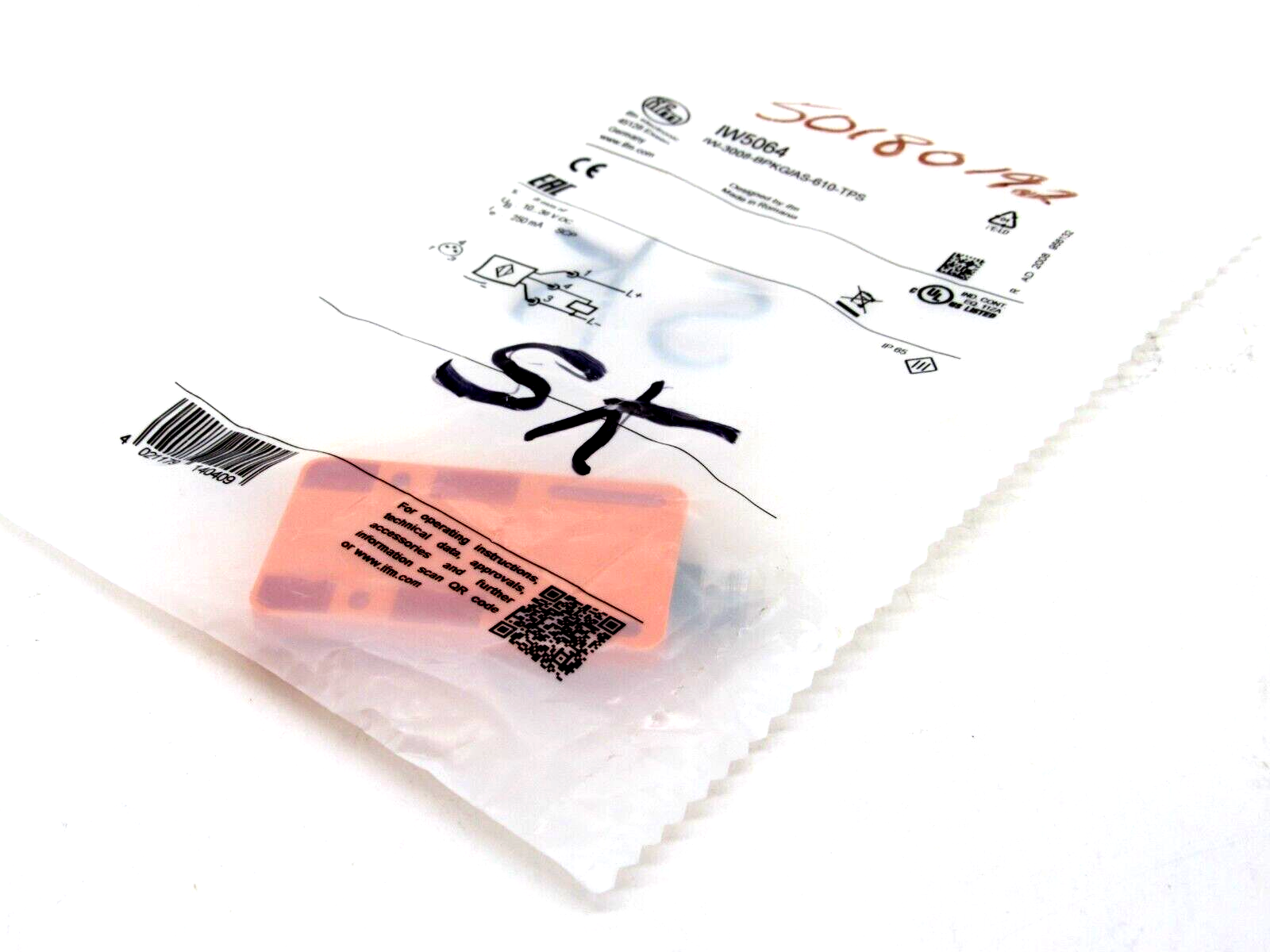 NEW IFM EFECTOR IW5064 INDUCTIVE SENSOR IW-3008-BPKG/AS-610-TPS