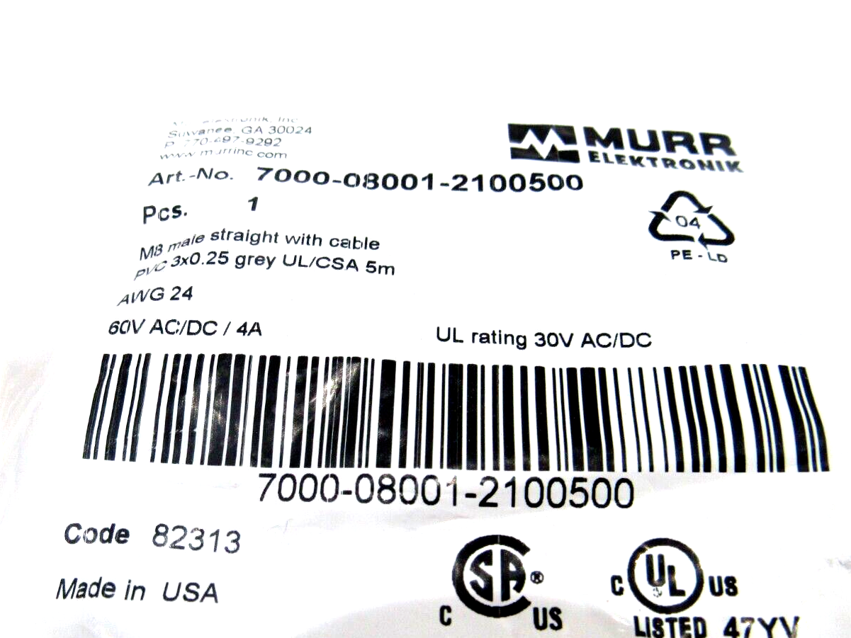 NEW MURR ELEKTRONIK 7000-08001-2100500 CONNECTION CABLE LOT OF 2 - Image 5