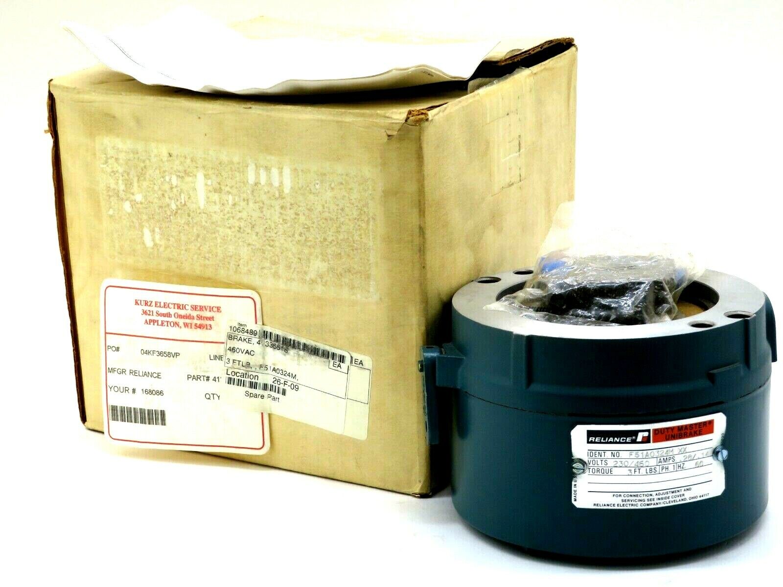 NEW RELIANCE F51A0324M BRAKE 230/460 VOLTS 60HZ