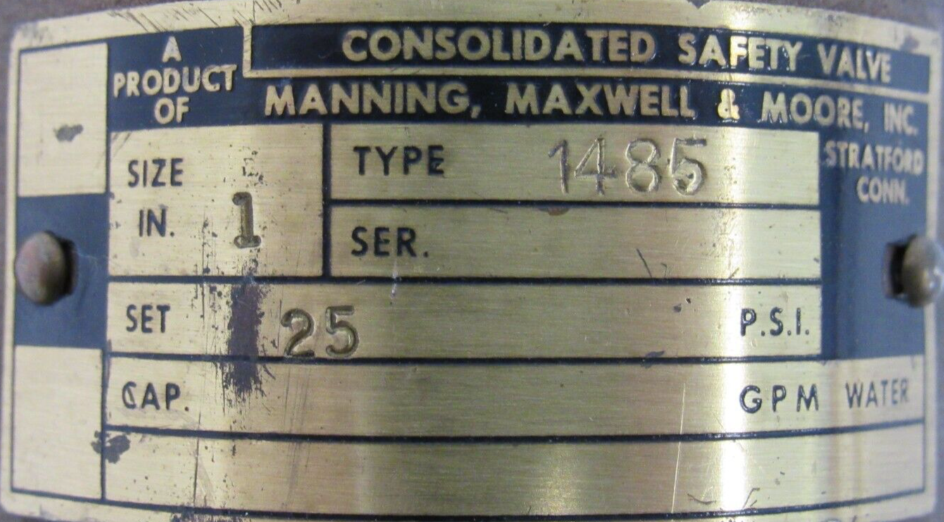 NEW CONSOLIDATED 1485 RELIEF VALVE 1" 25 PSI - Image 3