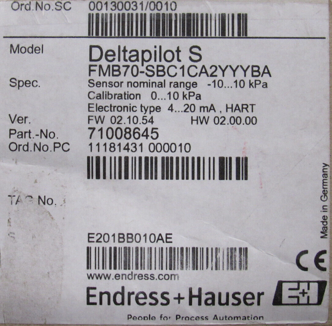 NEW ENDRESS HAUSER FMB70-SBC1CA2YYYBA PRESSURE TRANSMITTER FMB70SBC1CA2YYYBA - Image 6
