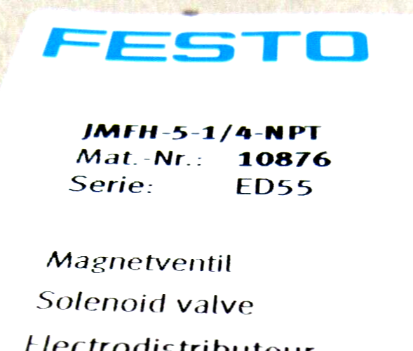 NEW FESTO JMFH-5-1/4-NPT SOLENOID VALVE W/COIL 10876 JMFH514NPT - Image 5