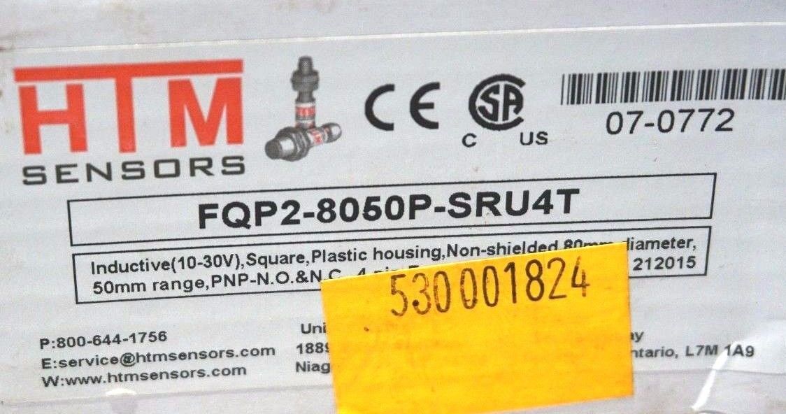 NEW HTM SENSORS FQP2-8050P-SRU4T INDUCTIVE PROXIMITY SENSOR - Image 3
