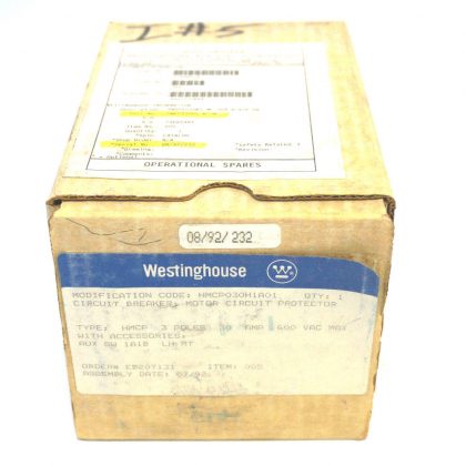NEW WESTINGHOUSE HMCP030H1A01 CIRCUIT BREAKER 3 POLE 30 AMP 600 VAC