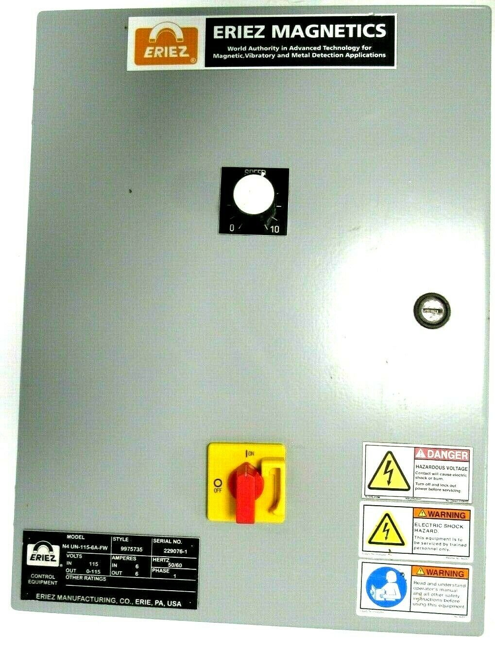 USED ERIEZ N4 UN-115-6A-FW VIBRATORY FEEDER CONTROL 9975735 N4 UN1156AFW - Image 4