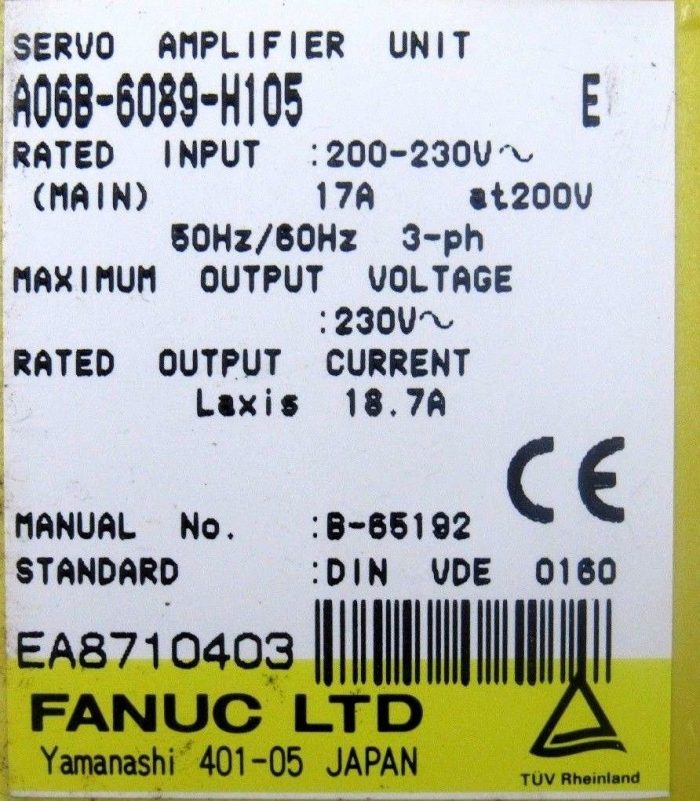 USED FANUC A06B-6089-H105 SERVO AMPLIFIER A06B6089H105 SERIES E - Image 6
