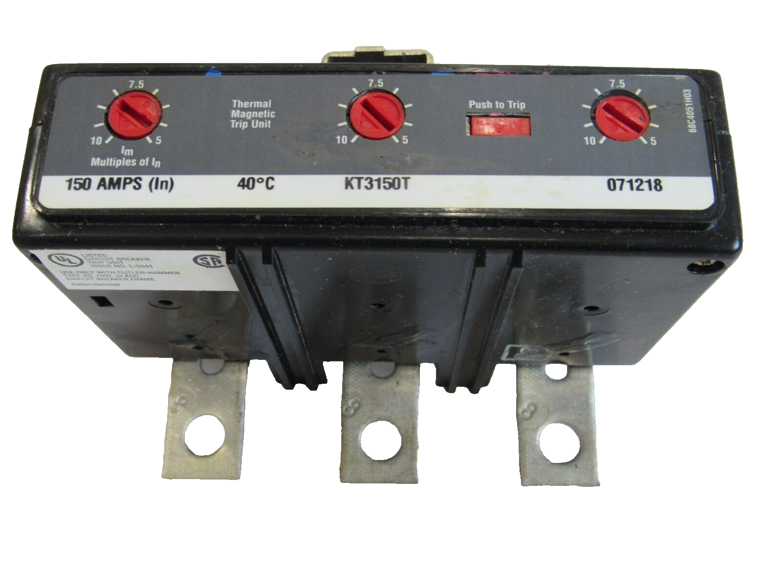 NEW CUTLER HAMMER KT3150T MAGNETIC TRIP UNIT 150AMP 3 POLE - Image 3