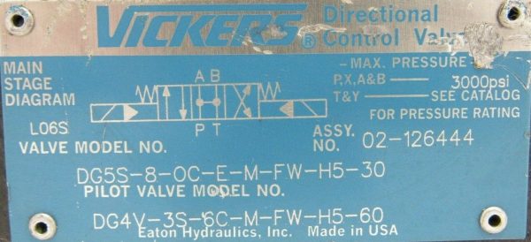 NEW VICKERS DG5S-8-0C-E-M-FW-H5-30 DIRECTIONAL VALVE DG4V-3S-6C-M-FW-H5-60 - Image 4